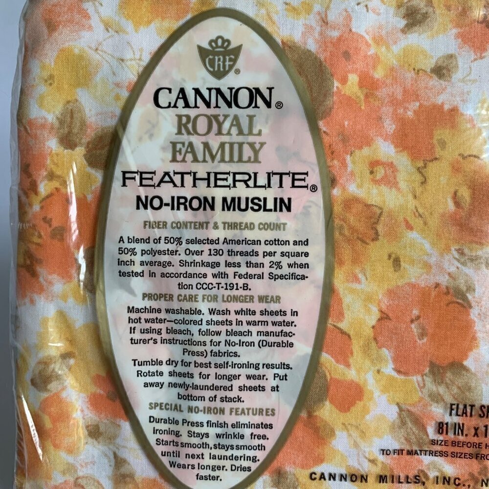 Cannon Royal Family Featherlite No-Iron Muslin Flat Sheet 81 x 104" New - Picture 2 of 5